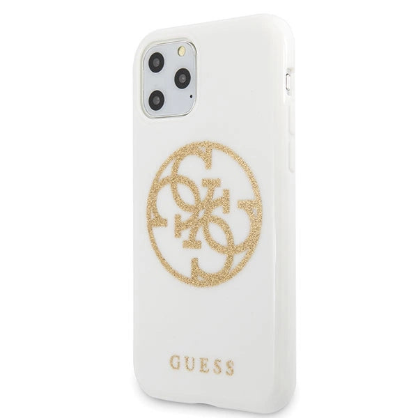 Guess GUHCN65TPUWHGLG iPhone 11 Pro Max hvid/hvid hard case Glitter 4G Circle Logo