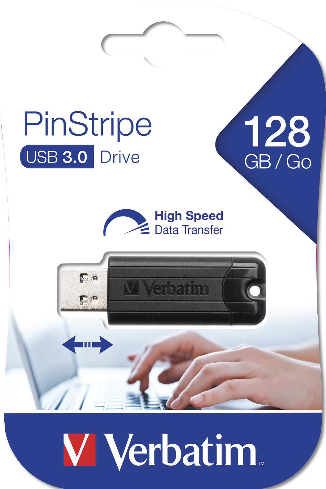 Verbatim PinStripe USB Drive 128GB USB 3.2 Gen 1 USB stick Sort