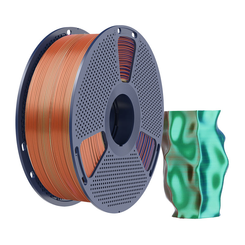 Sunlu PLA+ silke trefarvet filament (orange, blå og grøn)