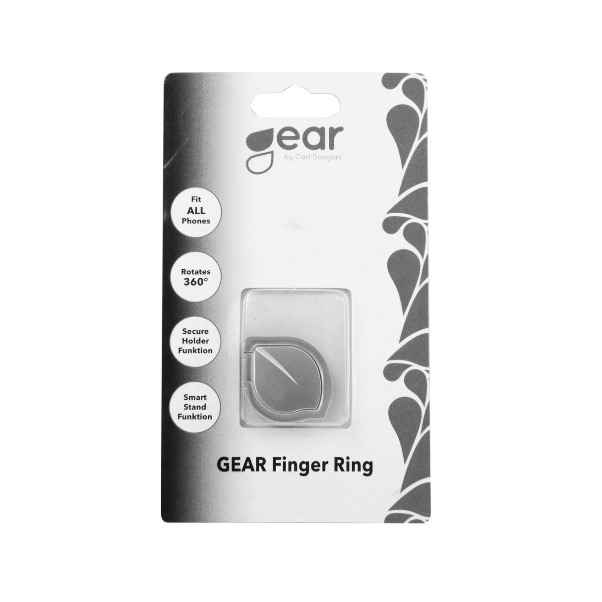 GEAR Fingerring Mobil Blad Roterende med Standerfunktion Mat Sølv