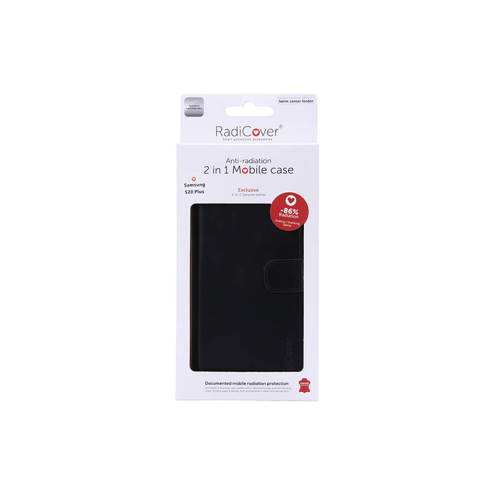 Radicover Strålingsbeskyttelse Wallet Læder Samsung Galaxy S20 Plus 2in1 Magnet Sort