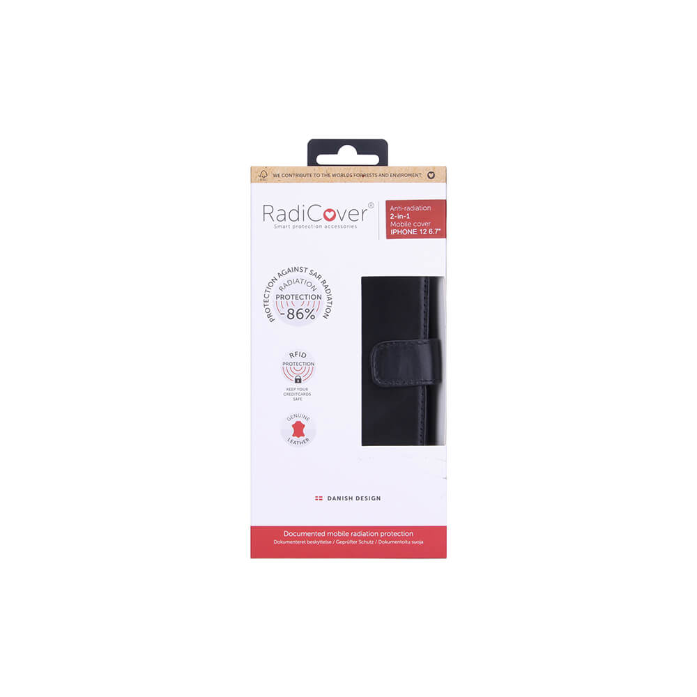Radicover Strålingsbeskyttelse Wallet Læder I Phone 12 Pro Max 2in1 Magnet Sort