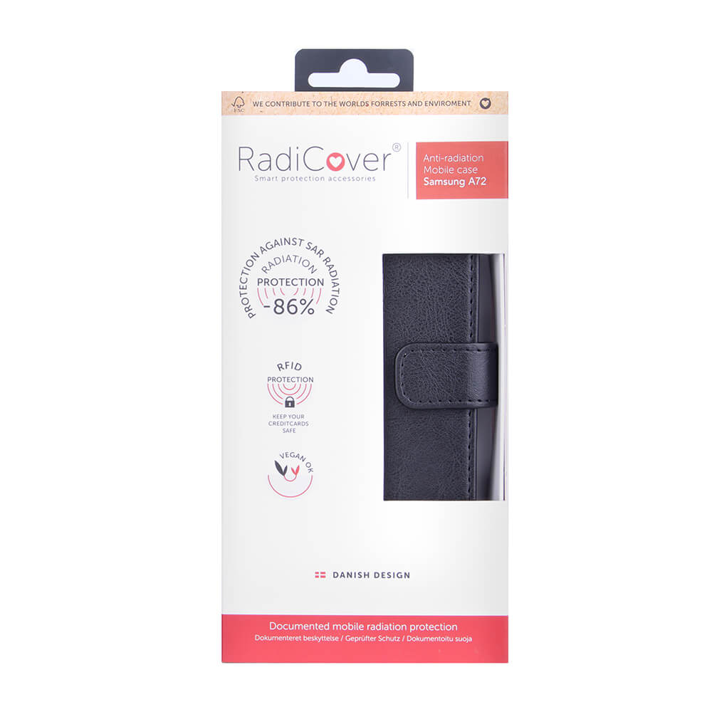Radicover Strålingsbeskyttelse Wallet Pu Samsung A72 Flipcover Sort