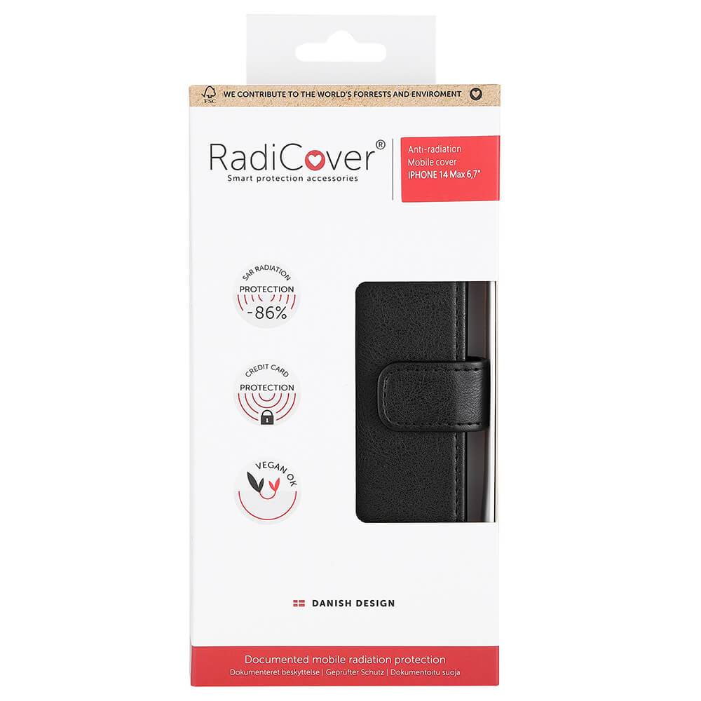 Radicover Flipcover 3 Card Anti Radiation I Phone 14 Plus 6,7" Black Pu Rfid