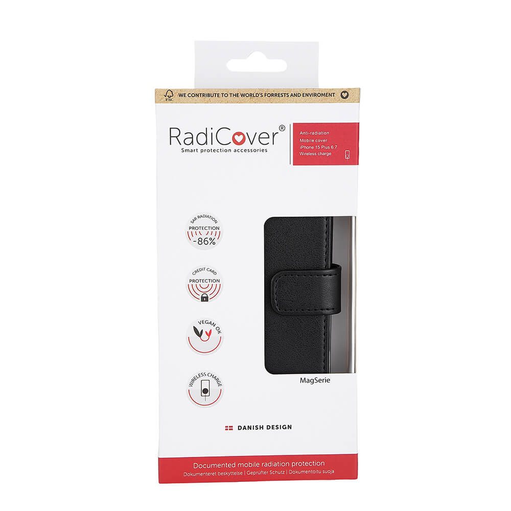 Radicover Flipcov Anti Radiation Rfid 3 Card Mag S I Phone 15 Plus Black Pu