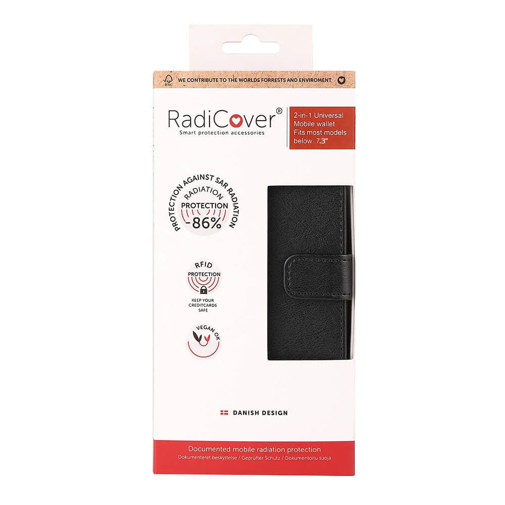Radicover 2in1 Anti Radiation Rfid 3 Card Universal Xxl 6,7 7,3" Black Pu