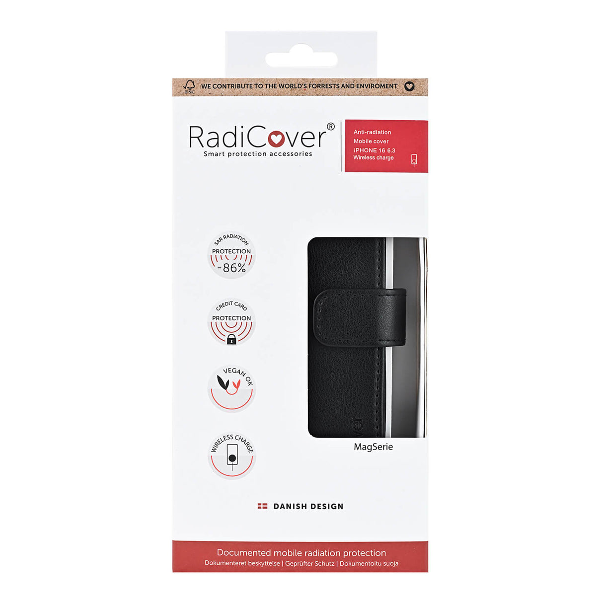Radicover Flipcov Anti Radiation Rfid 3 Card Mag S I Phone 16 Black Pu