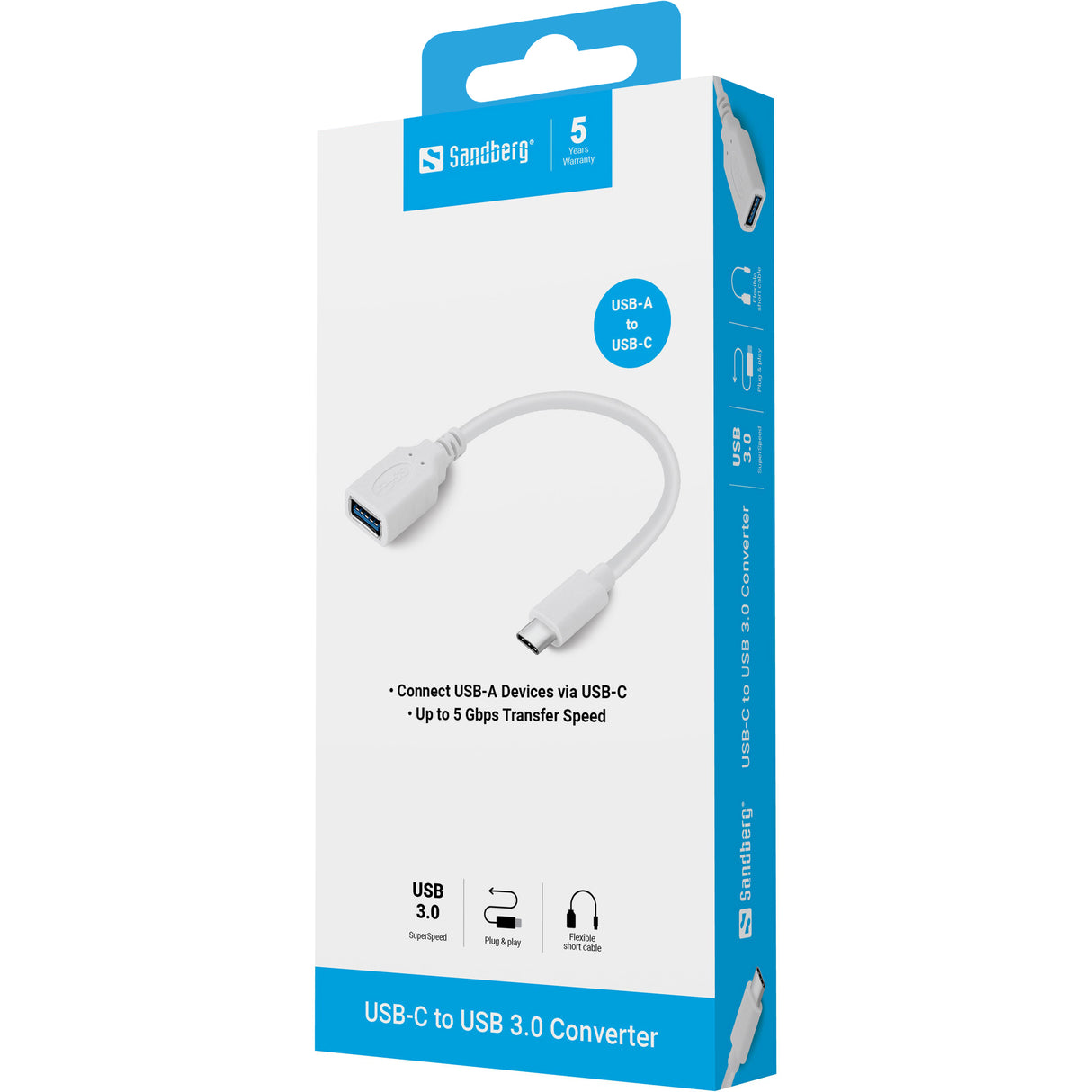 USB-C to USB 3.0 Converter, White