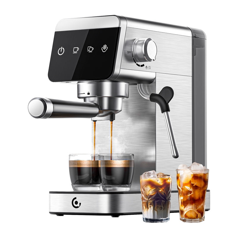 AMZCHEF CE-AZ-EM1501-SV Kolbe kaffemaskine (Sølv)