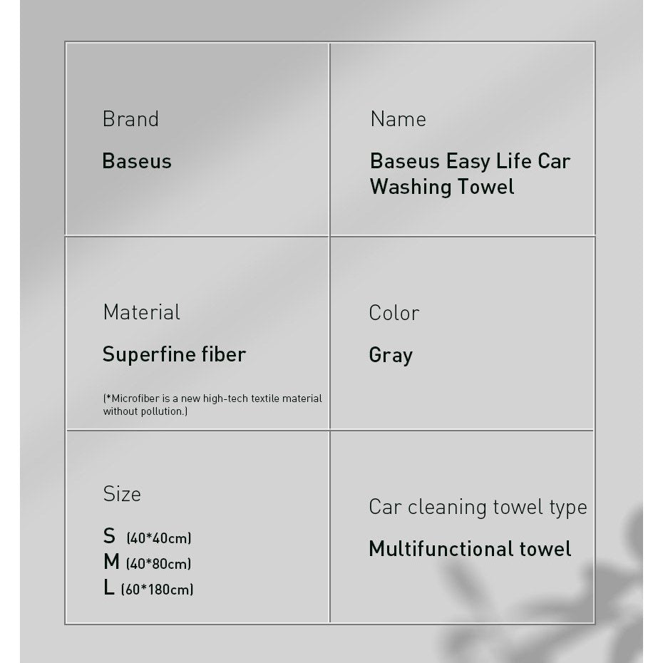 Baseus 2 x Microfiber Car Drying Towel Microfiber 40cm x 40cm Gray (CRXCMJ-0G)