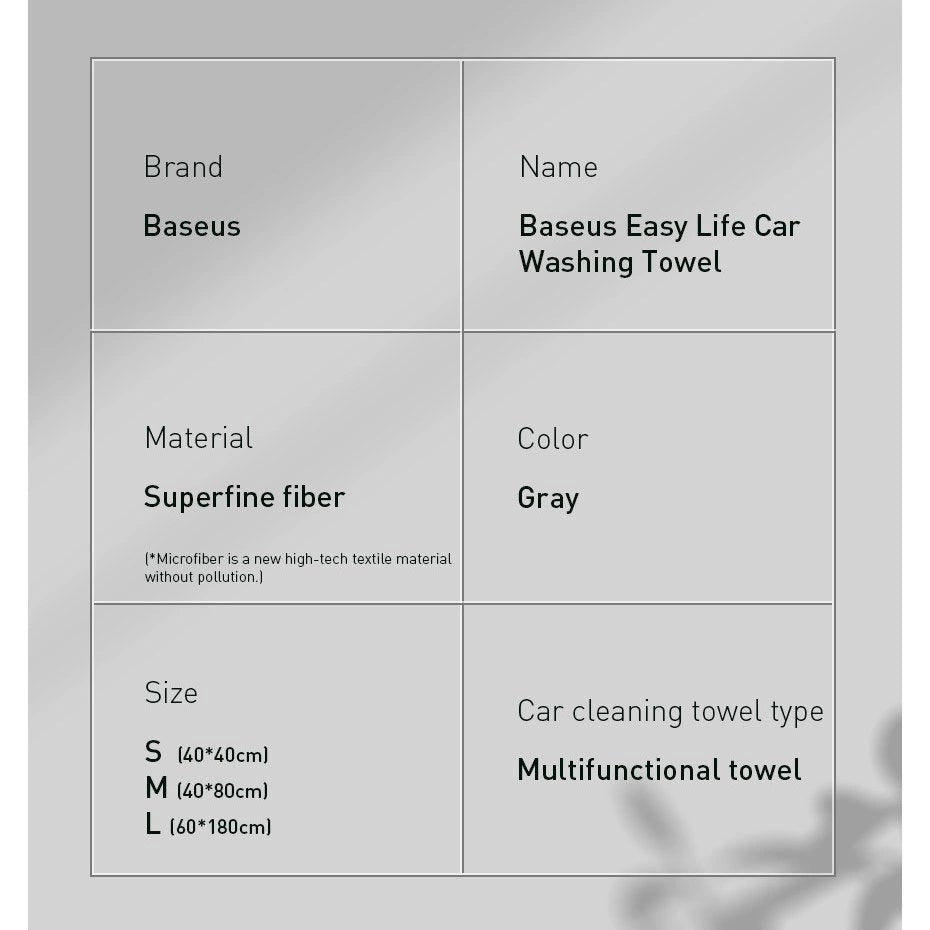 Baseus 2 x Microfiber Car tørretørklæde Microfiber 40cm x 40cm Grå (CRXCMJ-0G)
