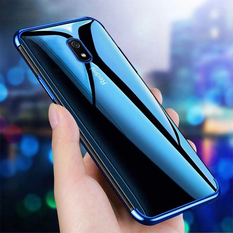 Clear Color Case Gel TPU Galvaniseret ramme Cover til Xiaomi Redmi 8A sort