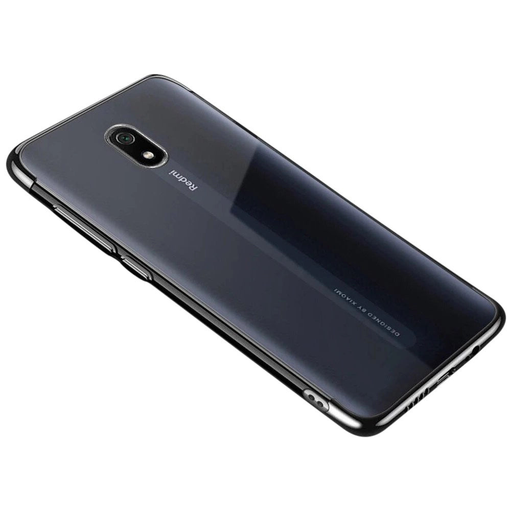 Clear Color Case Gel TPU Galvaniseret ramme Cover til Xiaomi Redmi 8A sort