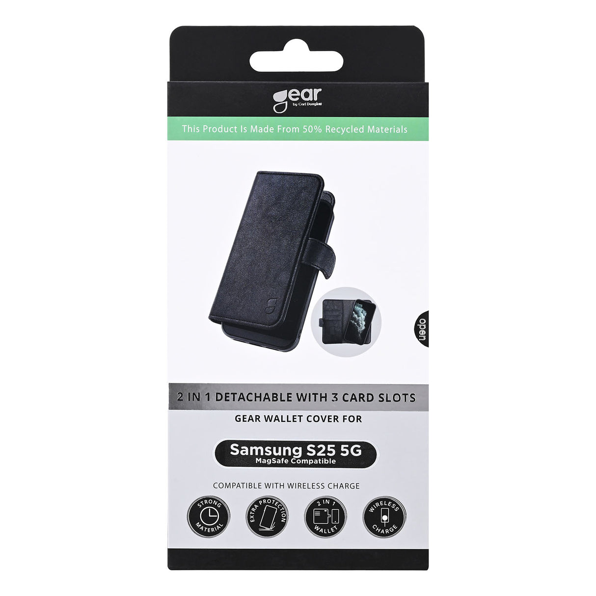 Wallet 2i1 Samsung S25 5G 3 Kort Sort