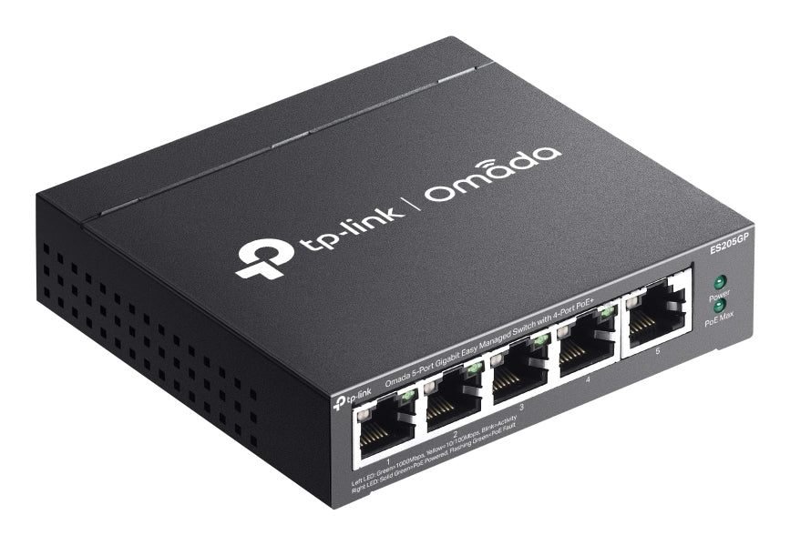 TP-Link Omada ES205GP netværksswitch Administreret Gigabit Ethernet (10/100/1000) Strøm over Ethernet (PoE) Sort