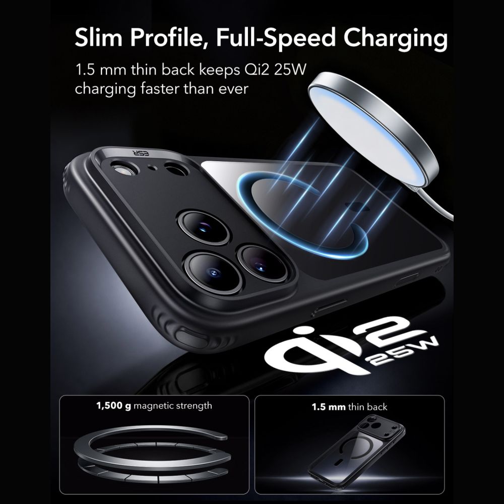 Esr Classic Hybrid Magsafe & Hærdet Glas Til Iphone 17 Pro Max / 18 Pro Max Klar/Sort