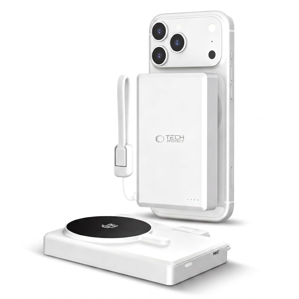 Tech Protect Pb40 Lifemag Magsafe Powerbank 10000m Ah 25 W Qi2.2 Hvid/Sølv