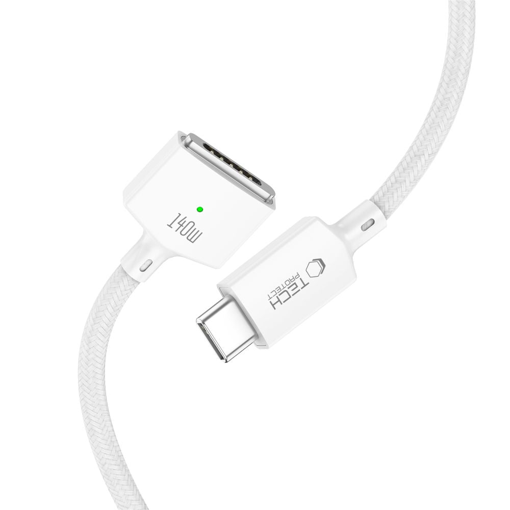 Tech Protect Mmc01 Ultraboost Magnetisk Macbook Kabel Usb C Til Magsafe 3 140 W 300 Cm Hvid