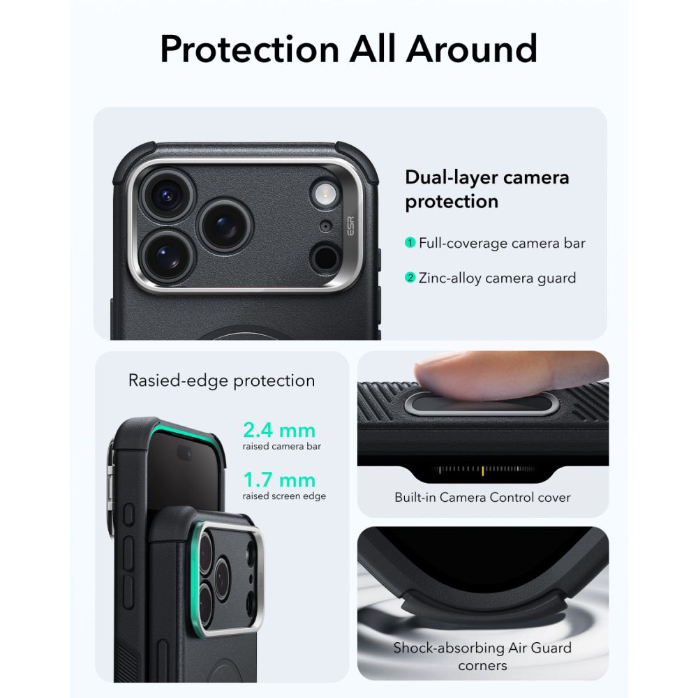 Esr Cyber Tough Støtte Magsafe Iphone 17 Pro Max / 18 Pro Max Sort