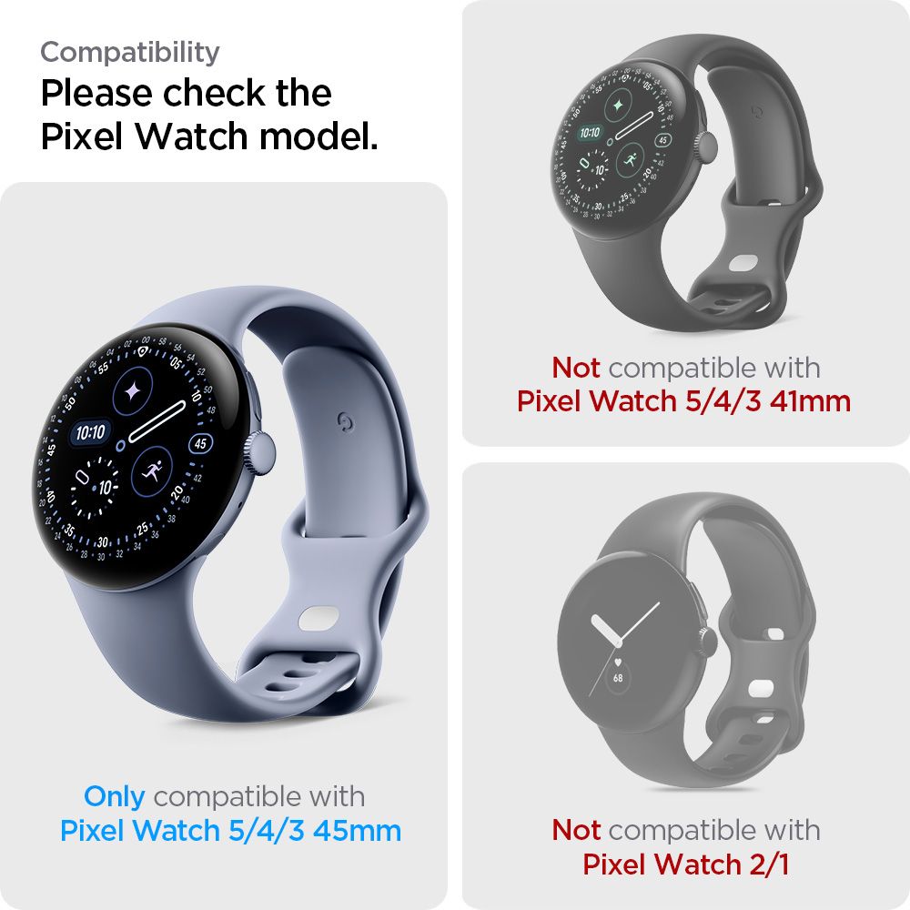Hydrogelfilm Spigen Elite Shield ”Ez Fit” 2 Pak Google Pixel Watch 3 / 4 / 5 (45 Mm) Klar