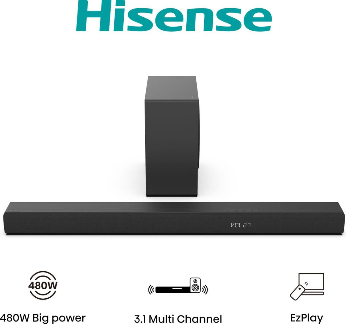Hisense HS3100 3.1.kanal Soundbarsystem Sort