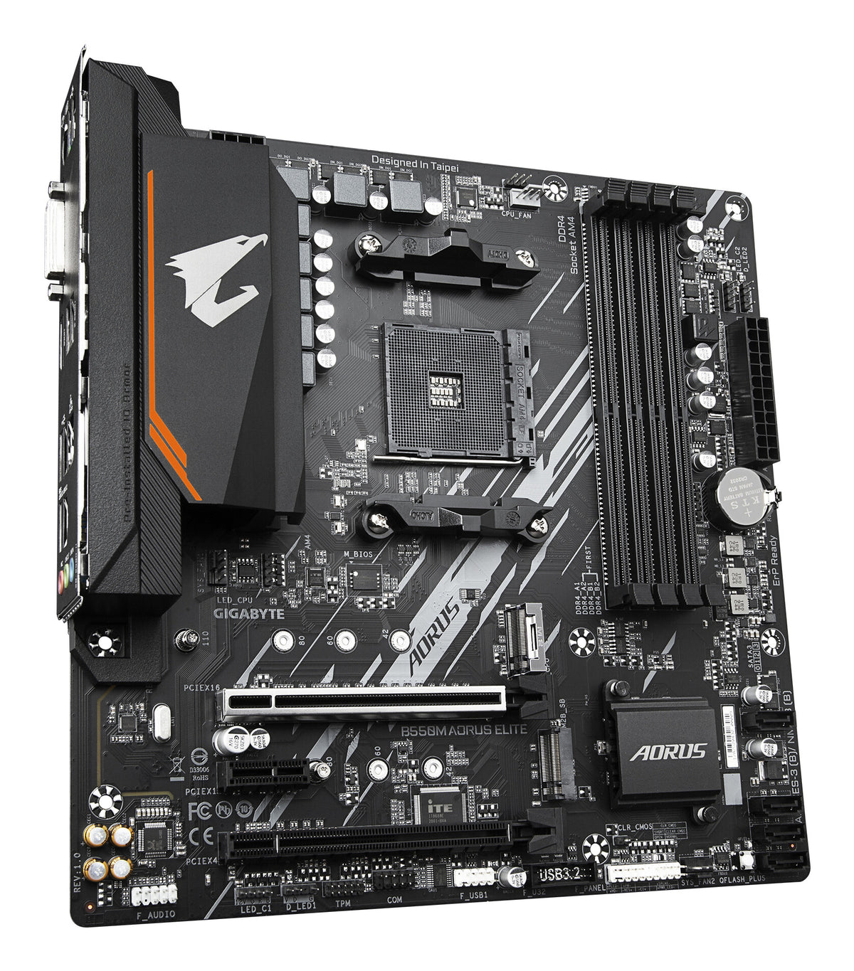 GIGABYTE B550M AORUS ELITE Motherboard - AMD Ryzen 5000 CPUs, 5+3 Phases VRM, up to 4733MHz DDR4, 1xPCIe 4.0 + 1xPCIe 3.0 M.2, 1GbE LAN, USB 3.2 Gen 1