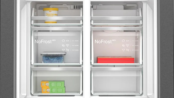 Siemens iQ500 KF96DAXEA side-by-side køle-fryseskab Fritstående 574 L Sort, Rustfrit stål