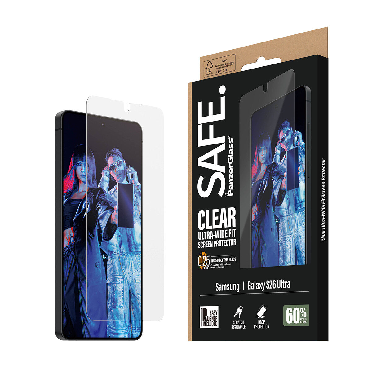 PanzerGlass SAFE. by ® Screen Protector Samsung Galaxy S26 Ultra | Ultra-Wide Fit m. EasyAligner