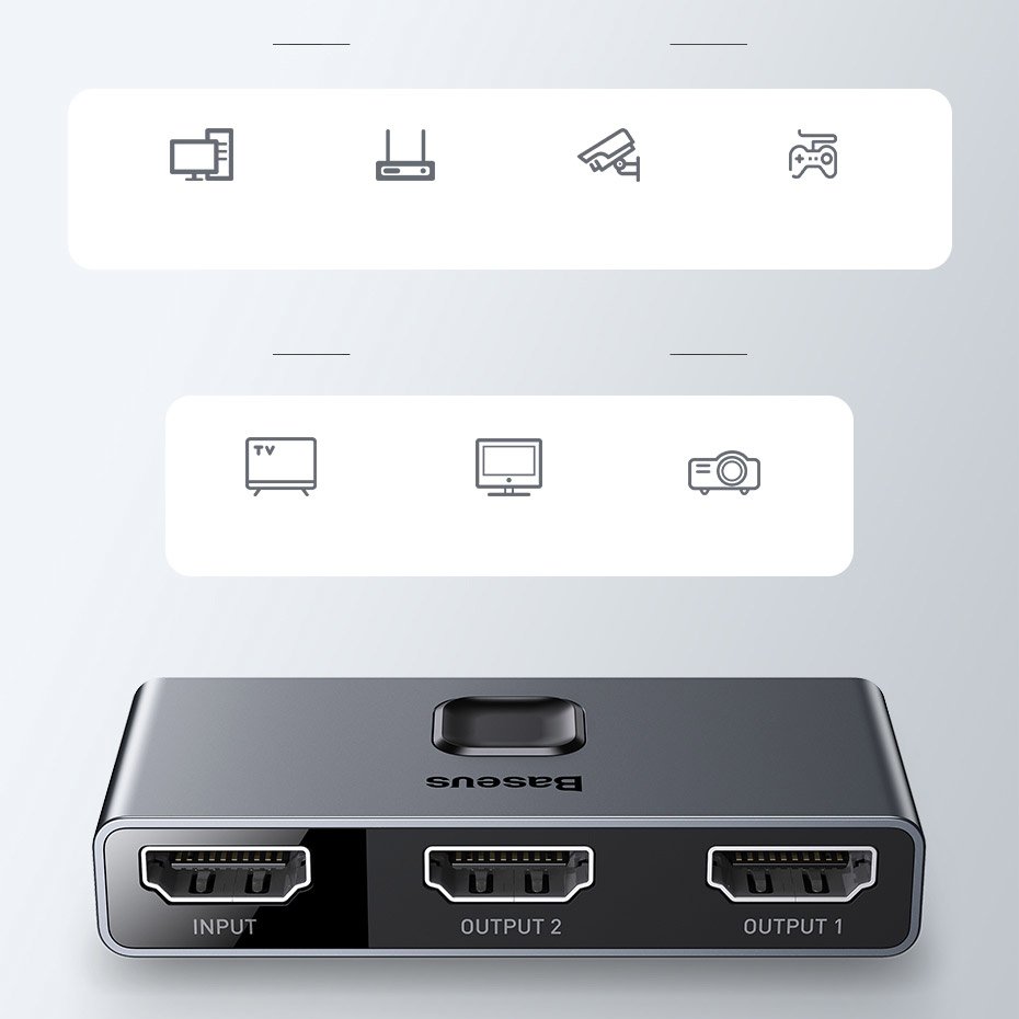 Baseus bidirectional switch splitter switcher HDMI - 2x HDMI 4K / 30 Hz gray (CAHUB-BC0G)