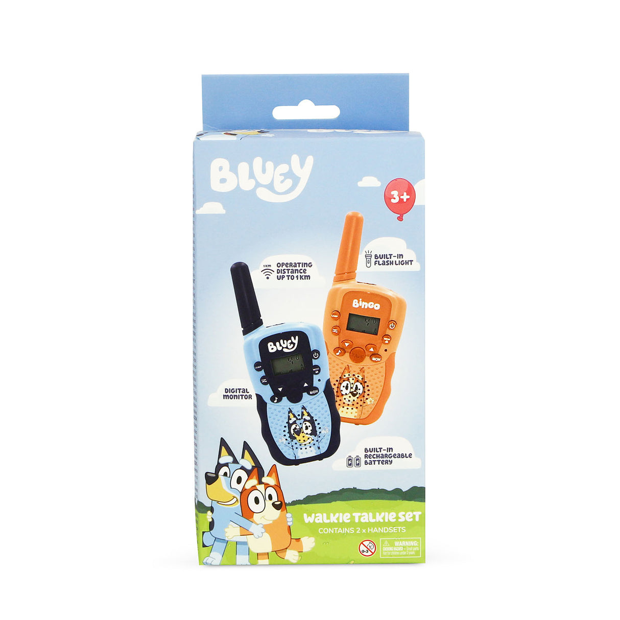 Bluey Digital Walkie Talkie Up To 1000m Range Lcd