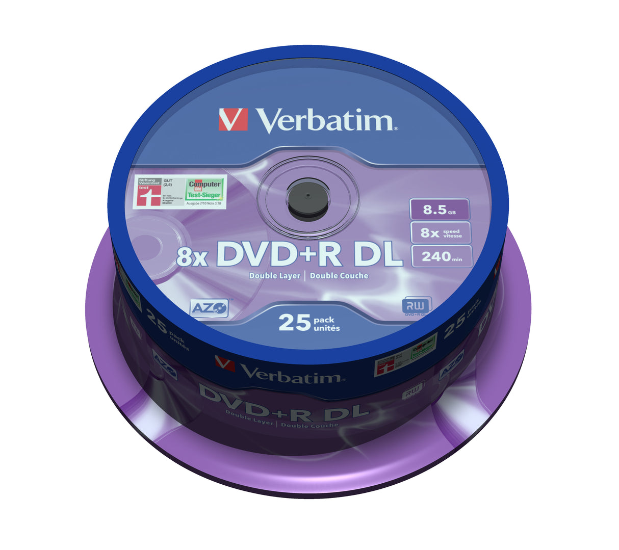 Verbatim DVD+R Double Layer 8x Matt Silver 25pk Spindle 8,5 GB DVD+R DL 25 stk