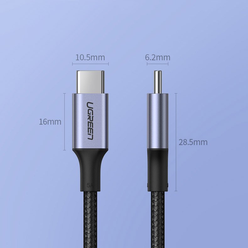 Ugreen US316 70427 USB-C - USB-C PD QC FCP cable 100W 5A 480Mb/s 1m - gray
