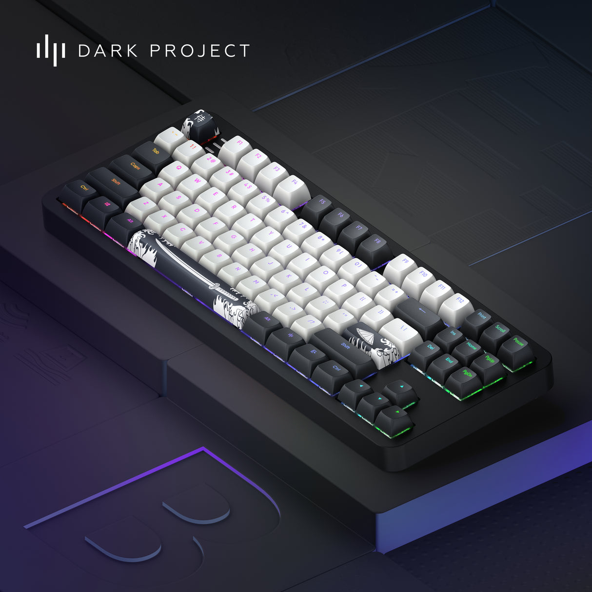 Dark Project Tamsus projektas ALU87B Bushido, G3MS Moonstone Switch, JAV tastatur Hjemme/kontor QWERTY Engelsk