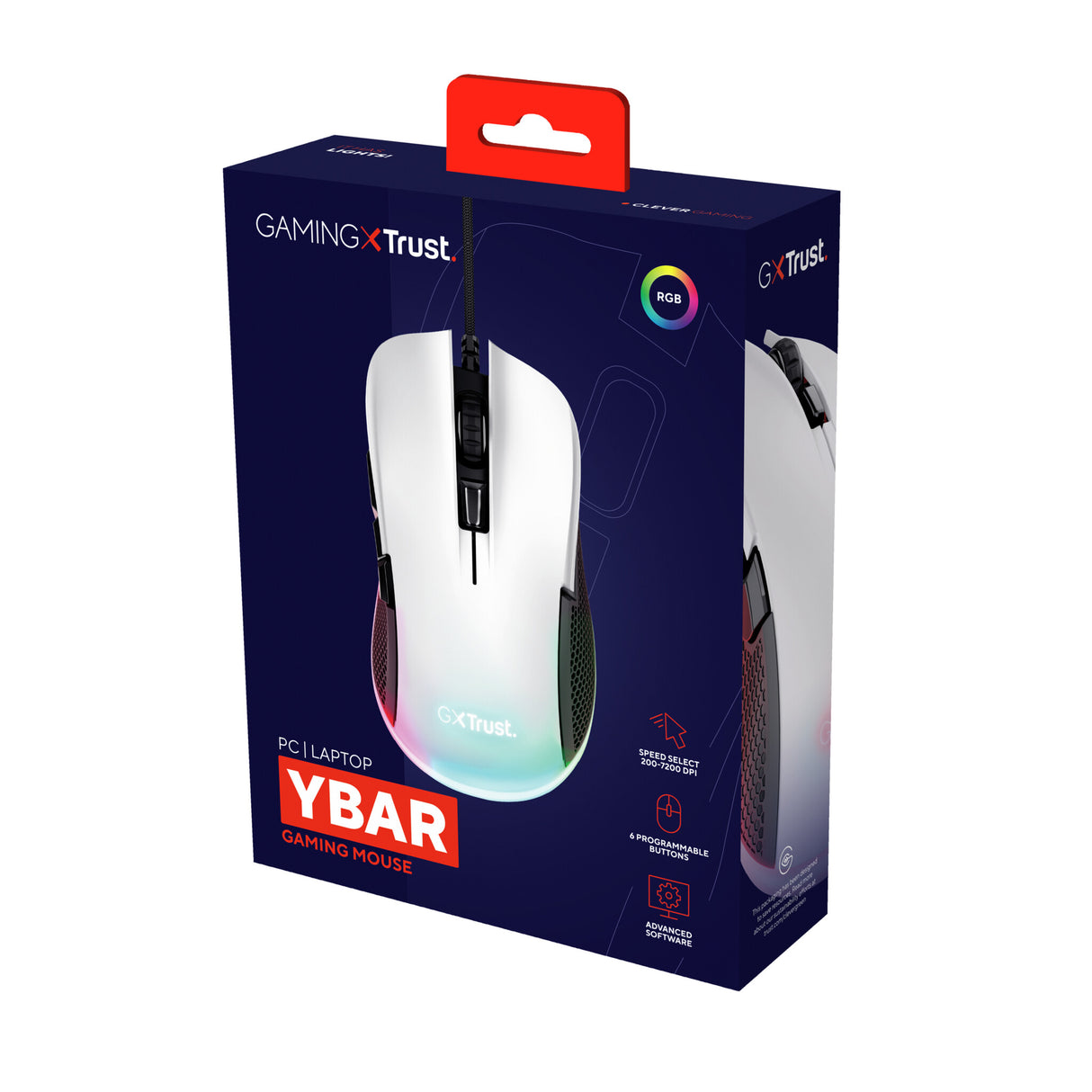 Trust GXT 922W YBAR mus Spil Højre hånd USB Type-A Optisk 7200 dpi
