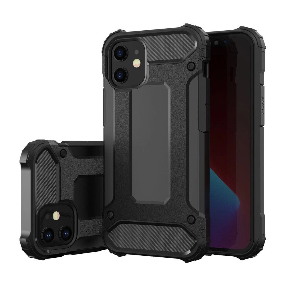 Hybrid Armor Case Tough Rugged Cover til iPhone 12 Pro Max sort