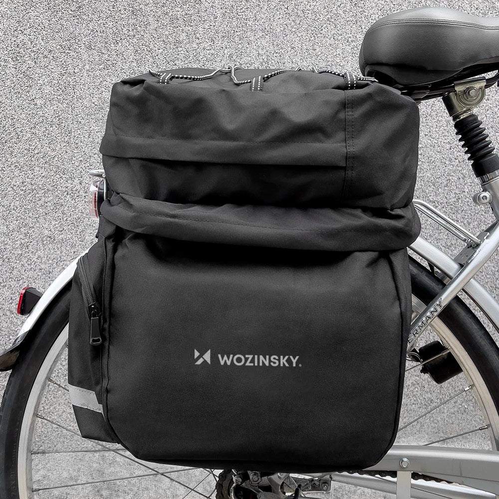 Wozinsky 60L rummelig cykeltaske (regnslag inkluderet) sort (WBB13BK)
