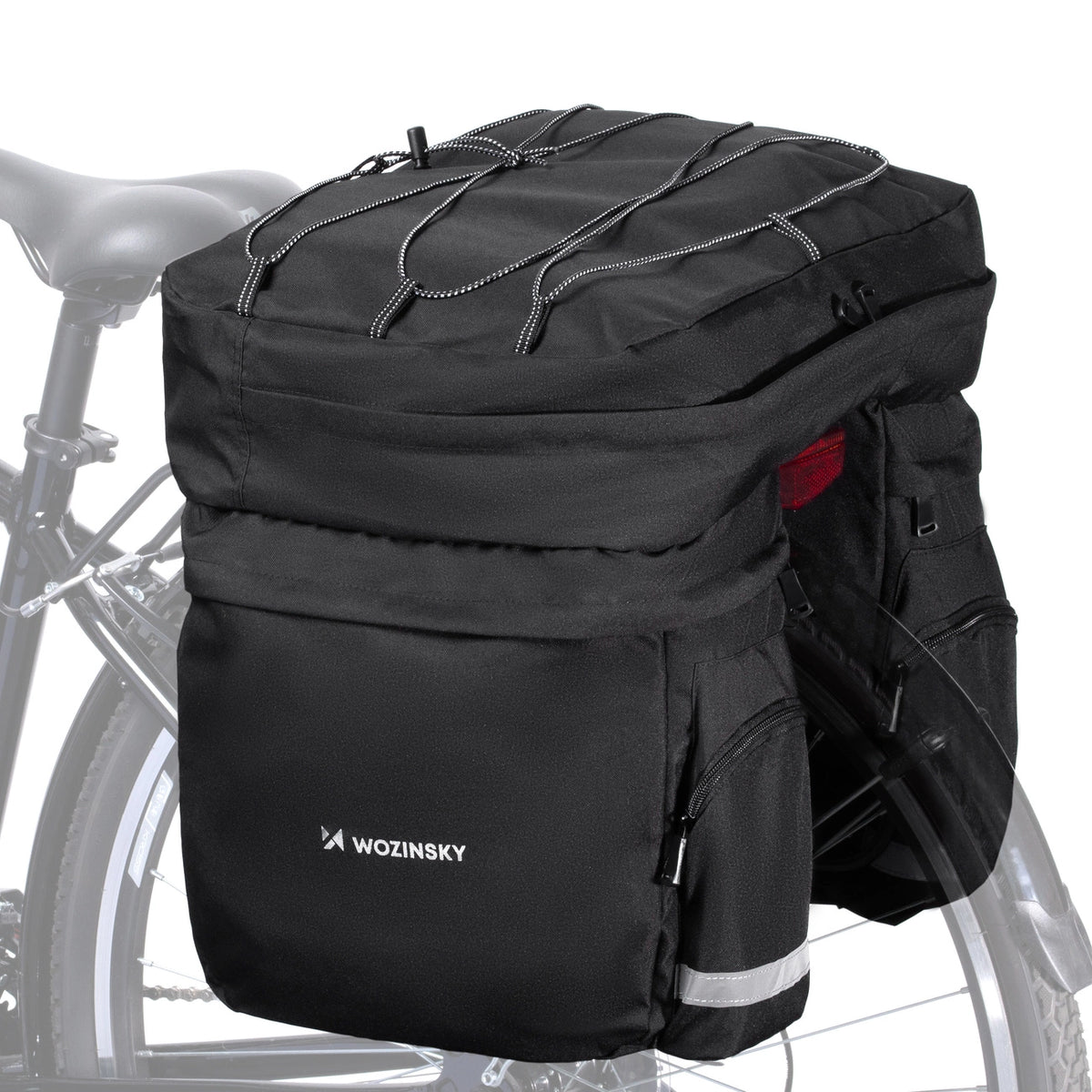 Wozinsky 60L rummelig cykeltaske (regnslag inkluderet) sort (WBB13BK)