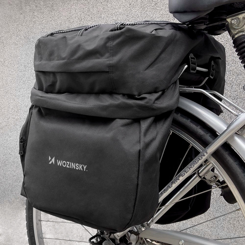 Wozinsky 60L rummelig cykeltaske (regnslag inkluderet) sort (WBB13BK)