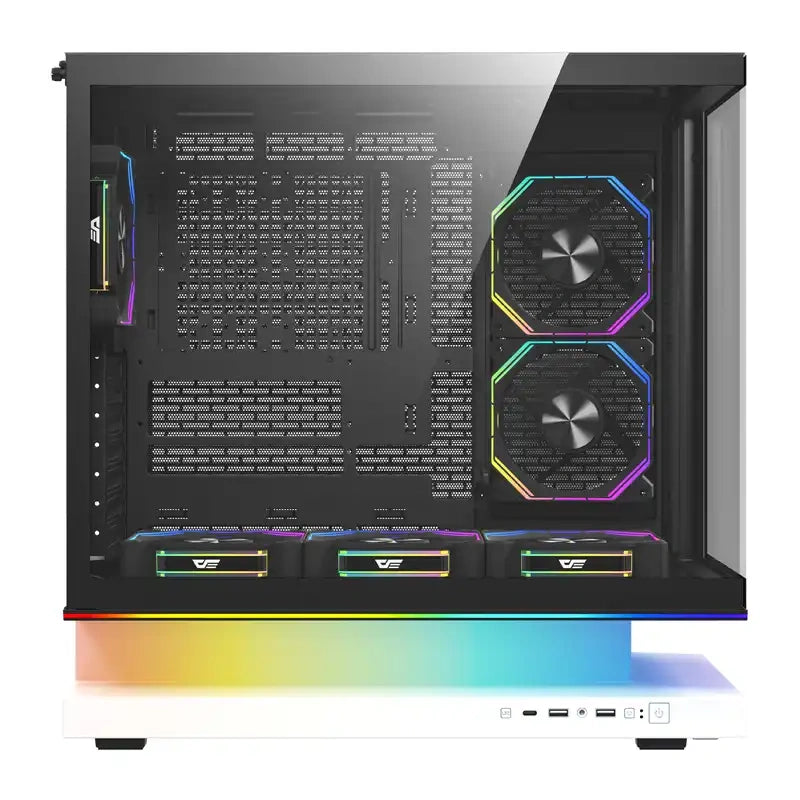 DarkFlash F1 ATX Computer Case + 6 Fans (hvid)