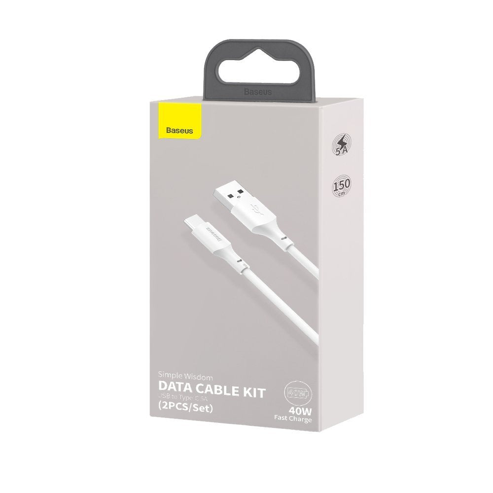 Baseus 2x USB-A - USB Type C kabel hurtig opladning Hurtig opladning 40 W 5 A 1,5 m - hvid (TZCATZJ-02)