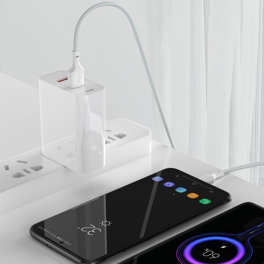 Baseus 2x USB-A - USB Type C kabel hurtig opladning Hurtig opladning 40 W 5 A 1,5 m - hvid (TZCATZJ-02)