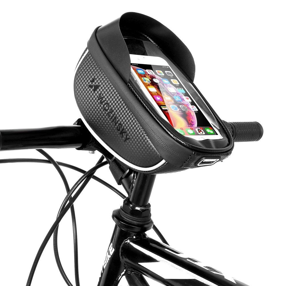 Wozinsky cykelstangspose med telefonfoder 1l sort (WBB16BK)