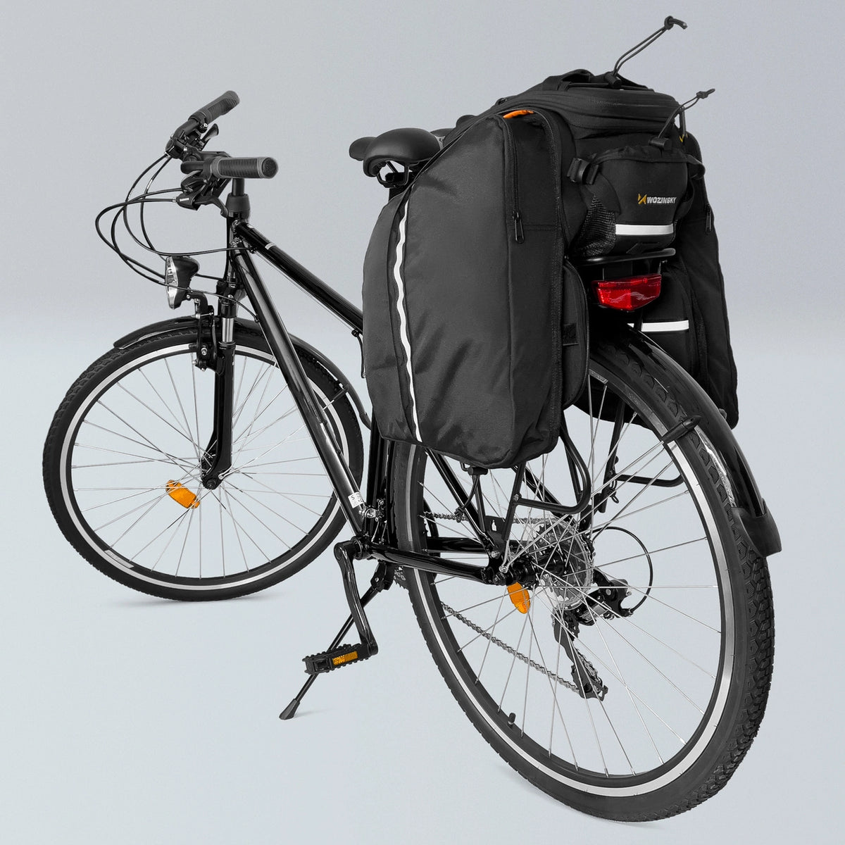 Wozinsky stor cykelstativtaske 35l + regnslag sort (WBB19BK)