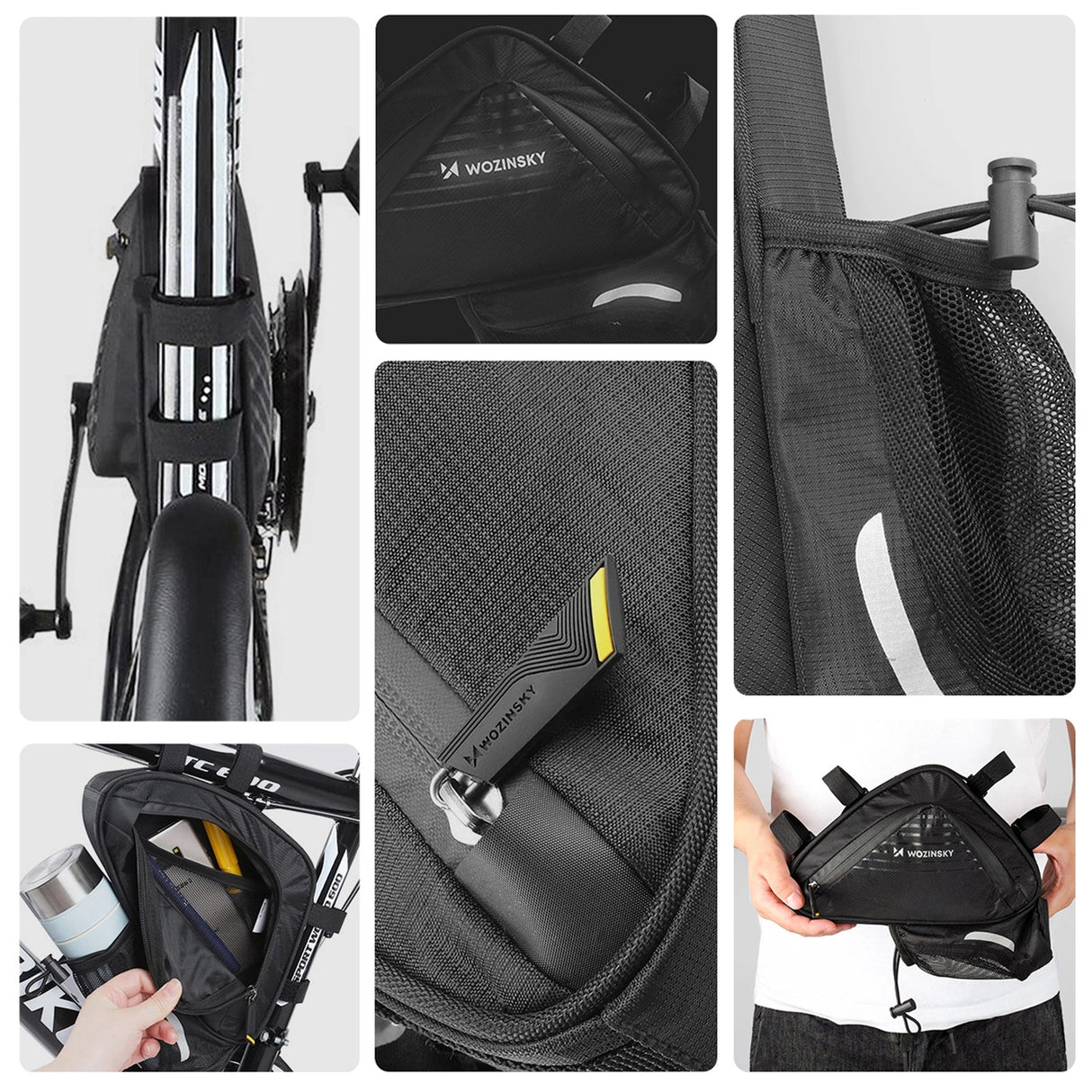 Wozinsky cykeltaske 1,5l under rammen sort (WBB23BK)