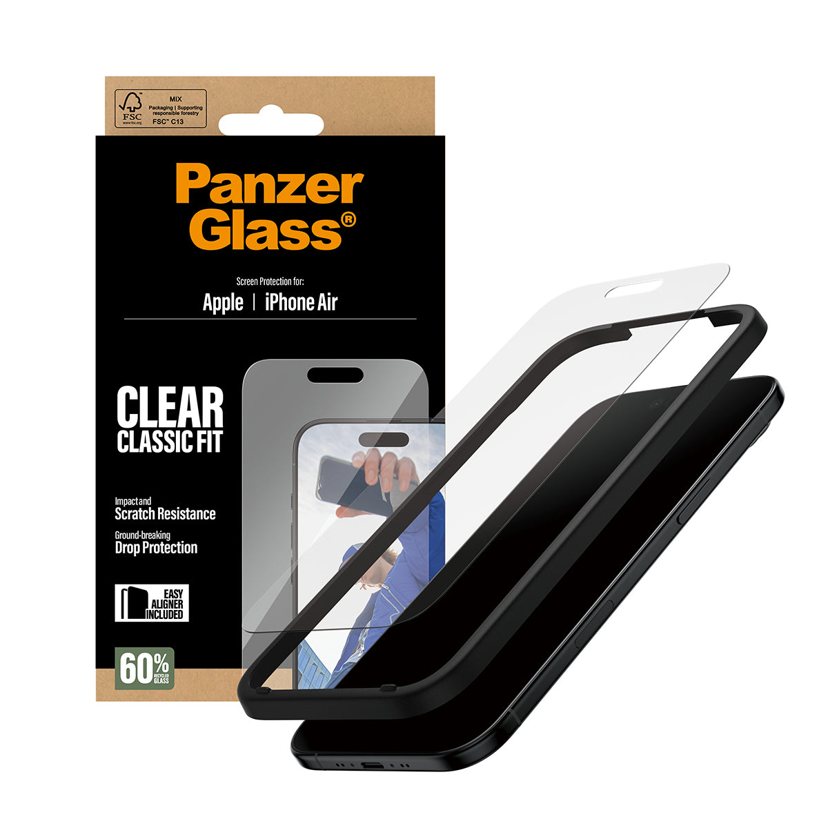PanzerGlass ® Skærmbeskyttelse iPhone Air | Classic Fit m. EasyAligner