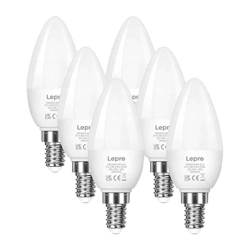 LEPRO 600059-WW-EU-6 E14 LED-pære, stearinlysformet, 4,2 W (40 W), 470 lm, 2700 K, klasse E
