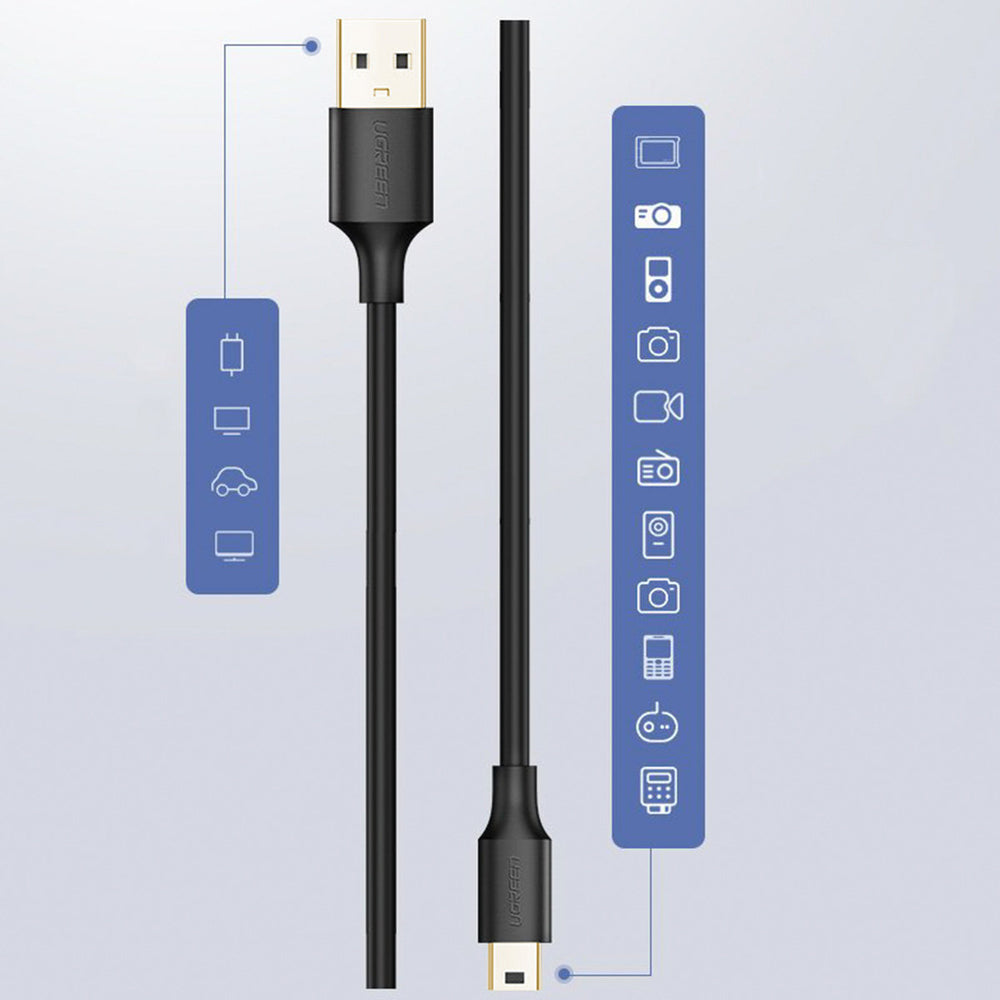 Grøn USB-kabel - mini USB-kabel 480 Mbps 3 m sort (US132 10386)