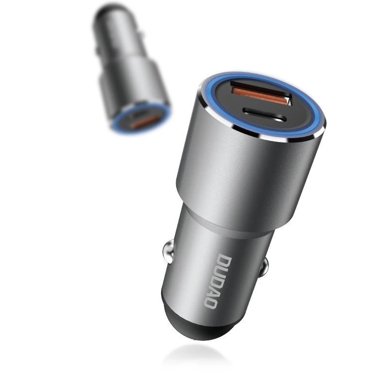 Dudao USB / USB Car Charger Type C Power Delivery Hurtig opladning 22,5 W Grå (R4PQ)