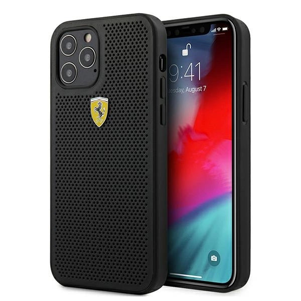 Ferrari FESPEHCP12LBK iPhone 12 Pro Max 6.7" sort/sort hårdkasse på sporet perforeret