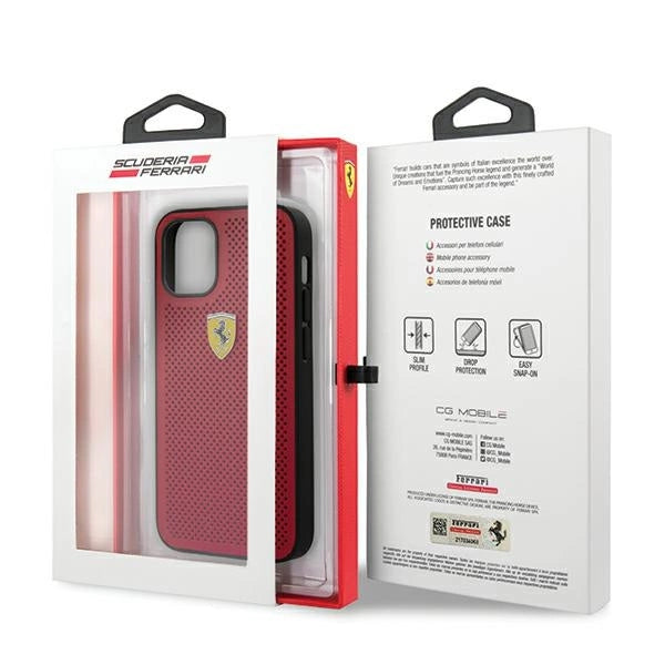 Ferrari FESPEHCP12SRE iPhone 12 mini 5.4" rød/rød hardcase On Track Perforeret
